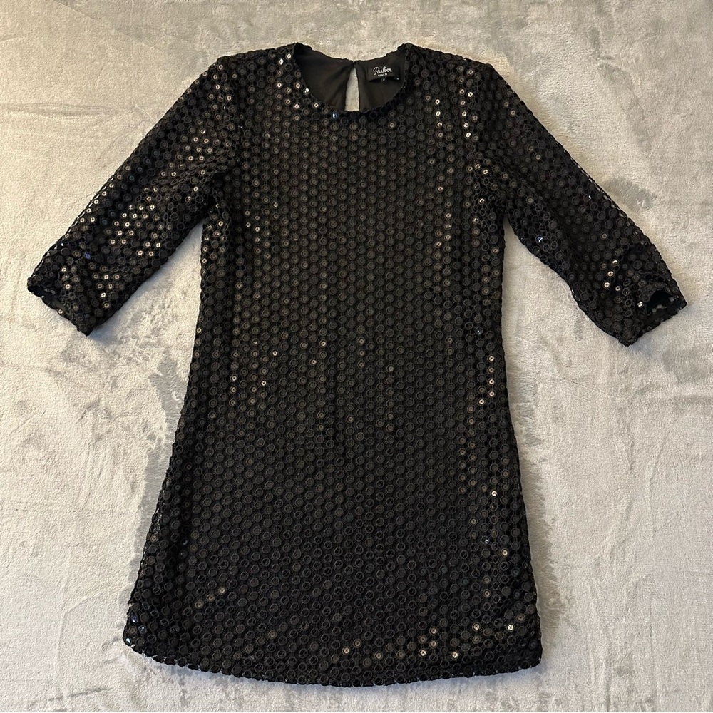 Parker Black Sequin Mini Dress Size 2